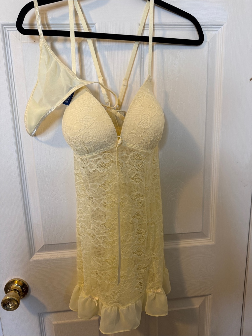 Sheer Lace Chemise Nightdress in Pale Yellow by Apt 9